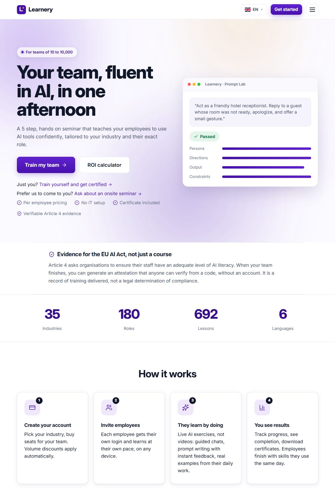Learnery - AI training platform, my own product