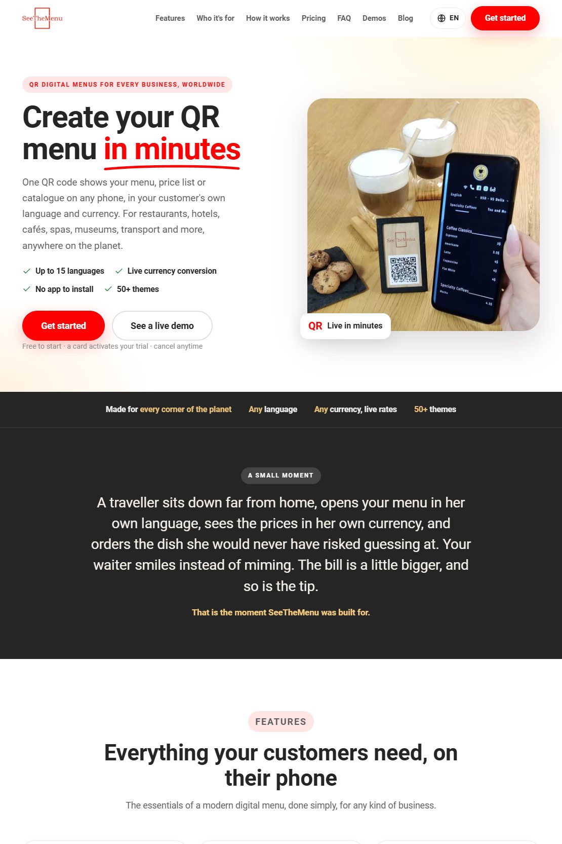 SeeTheMenu - QR menu SaaS, my own product